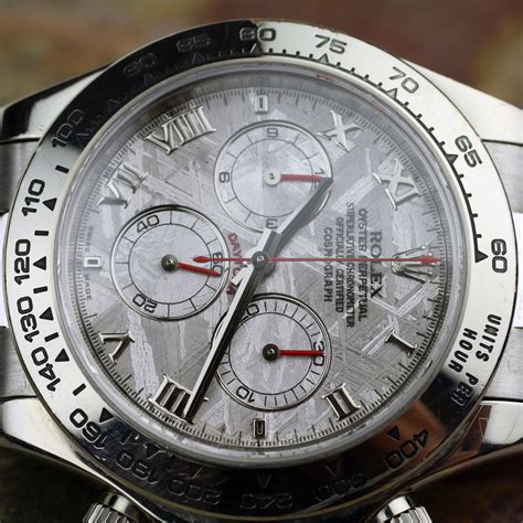 rolex cosmograph daytona ss 18 ct white gold meteorite dial|rolex daytona white gold.